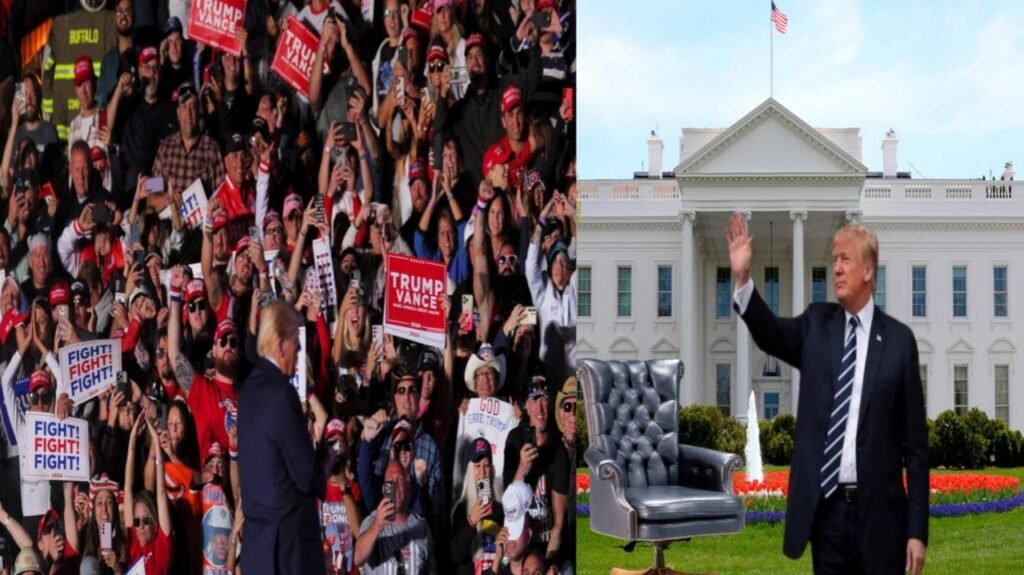 Donald Trump supporters start celebrate in front of the White House.