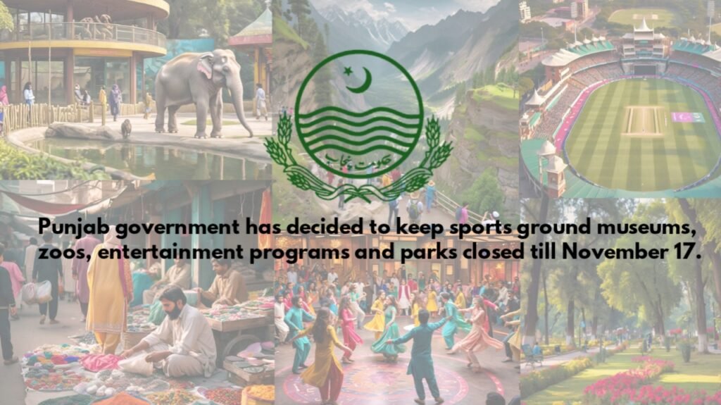 Punjab government has decided to keep sports ground museums, zoos, entertainment programs and parks closed till November 17.